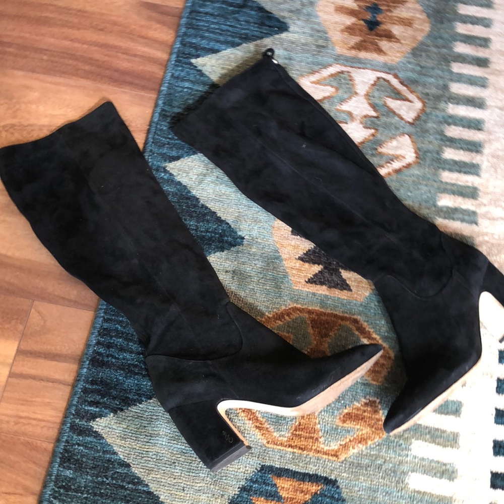 Sam Edelman Tall Suede Boots Pointed Toe Block Heel